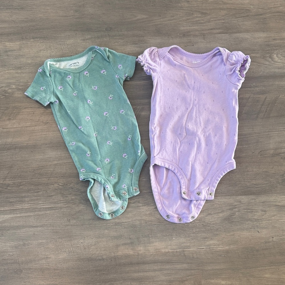 Carter's Green and Lavender Bodysuits Set